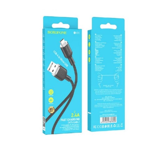 Кабель USB - микро USB Borofone BX90, 1.0м, 2.4A, цвет: чёрный