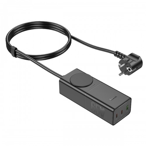 USB-концентратор HOCO NS4, Standard, USB, 2 Type-C, евророзетка, кабель 1.5м, цвет: черный