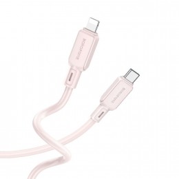 Кабель 8 pin - Type-C Borofone BX94 Crystal Color, 1.0м, цвет: розовый
