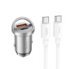 Блок питания автомобильное USB, Type-C HOCO NZ10, Handy, 45Вт, кабель Type-C, цвет: серебряный