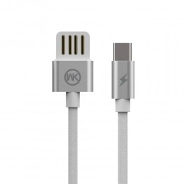 Кабель USB - Type-C WK WDC-055 BabyLon, 1.0м, круглый, 2.1A, ткань, алюминий, цвет: белый