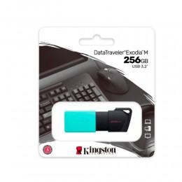 Флеш-накопитель 256Gb Kingston DataTraveler Exodia M, USB 3.2 gen, пластик, чёрный, бирюзовый