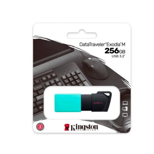 Флеш-накопитель 256Gb Kingston DataTraveler Exodia M, USB 3.2 gen, пластик, чёрный, бирюзовый