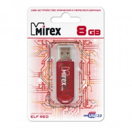 Флеш-накопитель 8Gb Mirex ELF, USB 2.0, пластик, красный